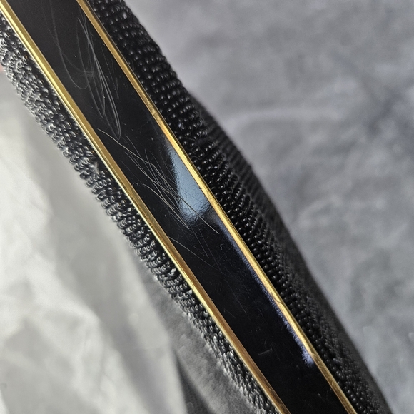 Walborg Vintage Beaded Evening Clutch Purse Black with Gold Handmade in Belgium - Picture 14 of 16